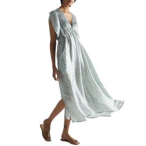 Reistor | NWT $185 Beach to the Bar Aqua Wave Design Maxi Dress, Size M/L (8-12)